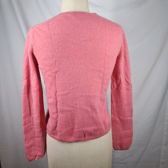 Ann Taylor 100% Cashmere V Neck Pink Long Sleeve Sweater Medium - Picture 3 of 7
